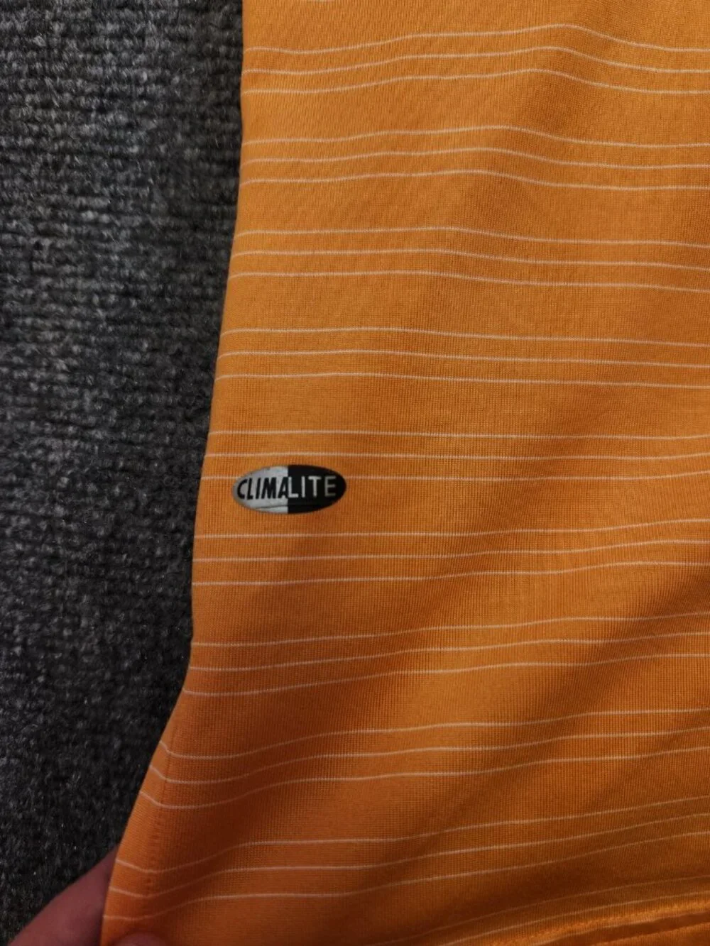 Adidas Climalite Adult Men Large Orange Striped Short Sleeve Golf Polo Polyester